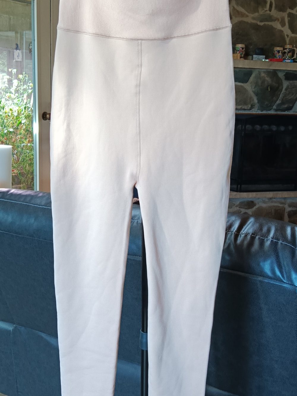 High-Waist Cream Leggings